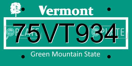 75VT934 Vermont License Plate