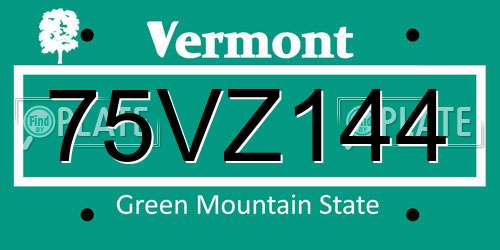 75VZ144 Vermont License Plate