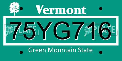 75YG716 Vermont License Plate