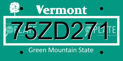 75ZD271 Vermont License Plate