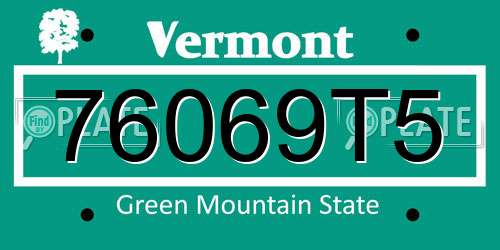 76069T5 Vermont License Plate