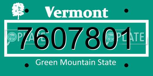 7607801 Vermont License Plate