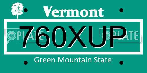 760XUP Vermont License Plate