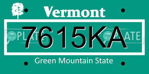 7615KA Vermont License Plate