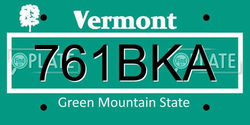 761BKA Vermont License Plate