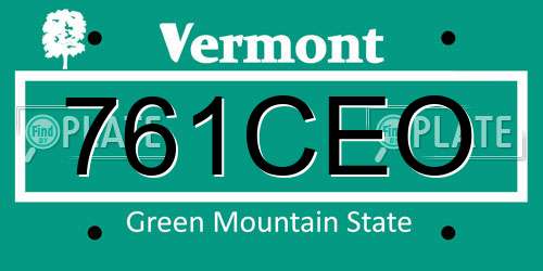 761CEO Vermont License Plate