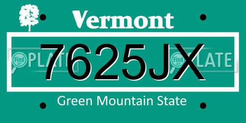 7625JX Vermont License Plate