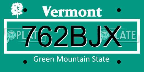 762BJX Vermont License Plate