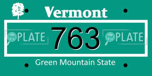 763 Vermont License Plate