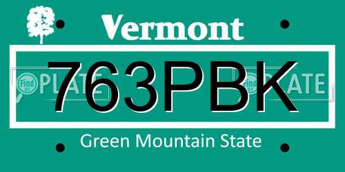 763PBK Vermont License Plate