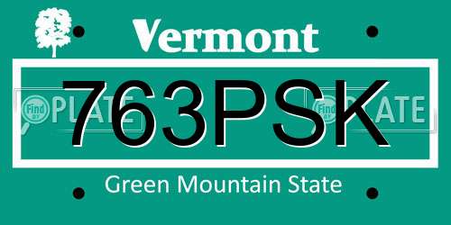 763PSK Vermont License Plate