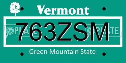 763ZSM Vermont License Plate