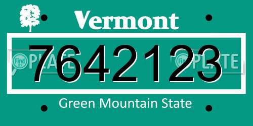 7642123 Vermont License Plate