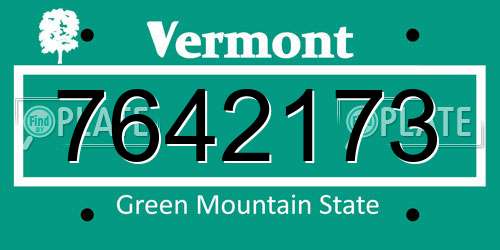 7642173 Vermont License Plate