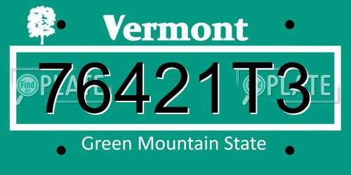 76421T3 Vermont License Plate