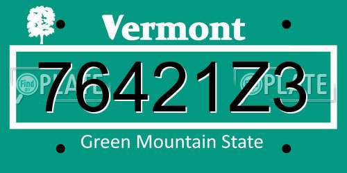 76421Z3 Vermont License Plate