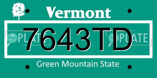 7643TD Vermont License Plate