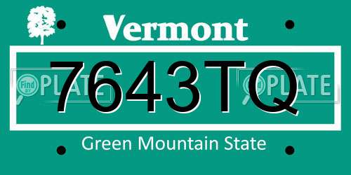 7643TQ Vermont License Plate