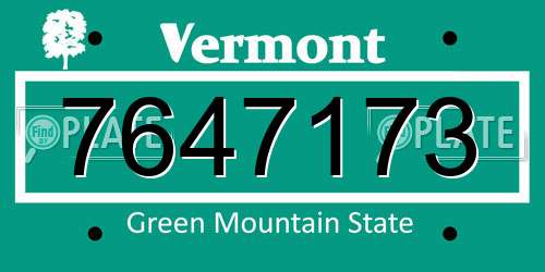 7647173 Vermont License Plate
