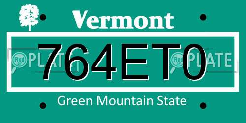 764ET0 Vermont License Plate