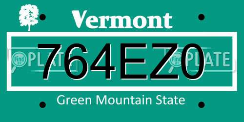 764EZ0 Vermont License Plate