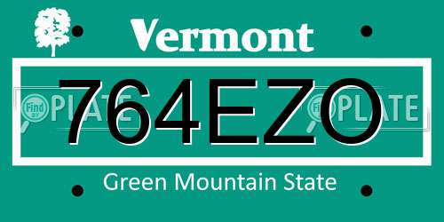 764EZO Vermont License Plate