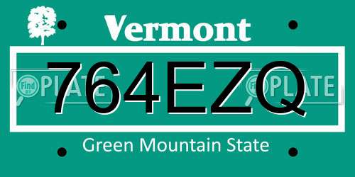 764EZQ Vermont License Plate