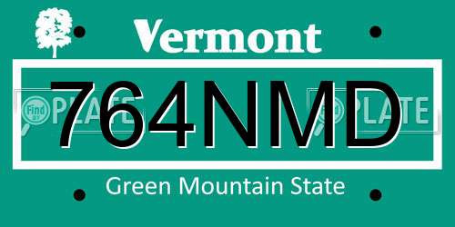 764NMD Vermont License Plate