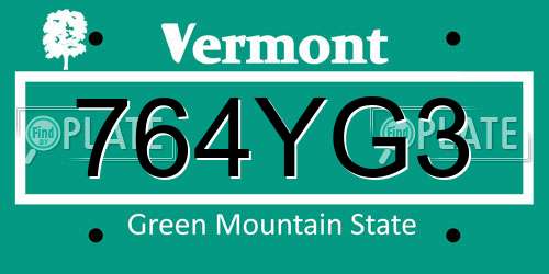 764YG3 Vermont License Plate