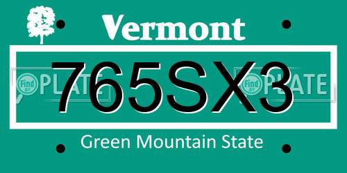 765SX3 Vermont License Plate