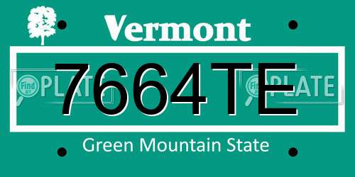 7664TE Vermont License Plate