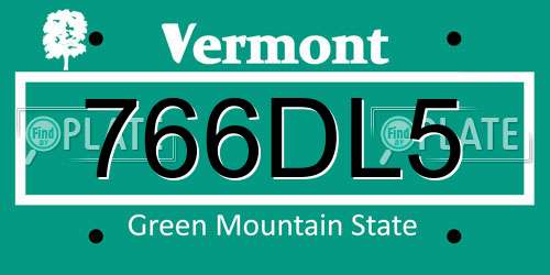 766DL5 Vermont License Plate
