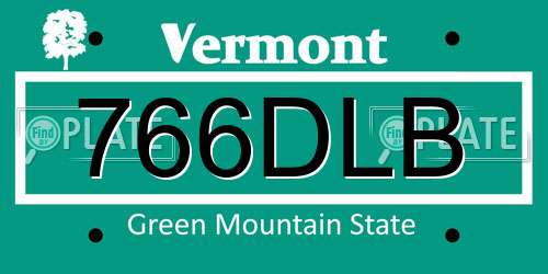 766DLB Vermont License Plate