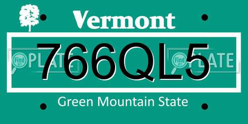 766QL5 Vermont License Plate