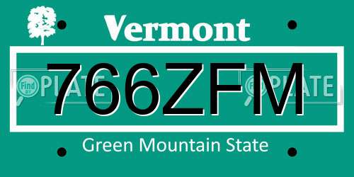 766ZFM Vermont License Plate