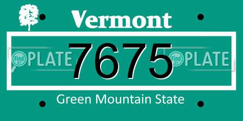 7675 Vermont License Plate