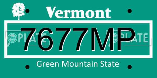 7677MP Vermont License Plate