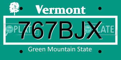 767BJX Vermont License Plate