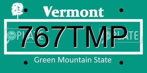 767TMP Vermont License Plate