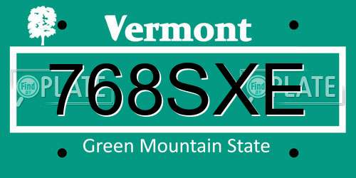 768SXE Vermont License Plate