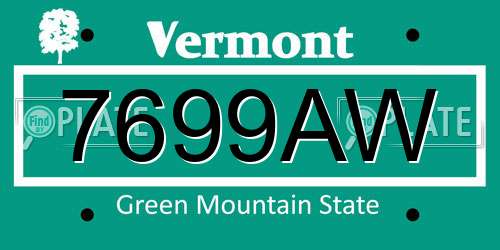 7699AW Vermont License Plate