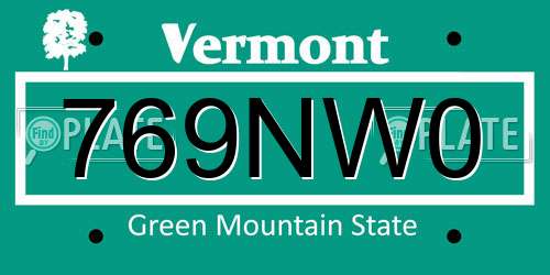 769NW0 Vermont License Plate