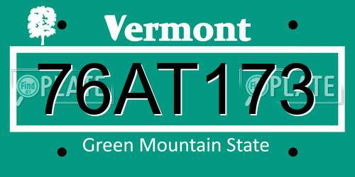 76AT173 Vermont License Plate