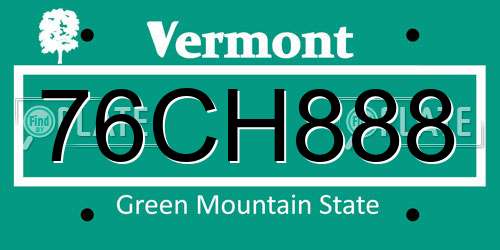 76CH888 Vermont License Plate