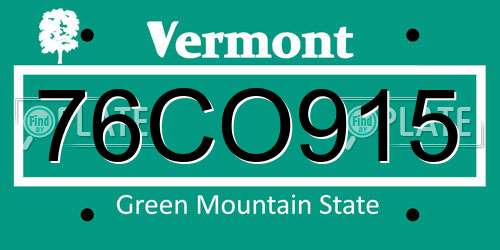 76CO915 Vermont License Plate