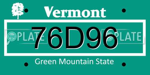 76D96 Vermont License Plate