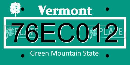 76EC012 Vermont License Plate