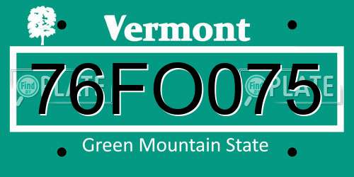 76FO075 Vermont License Plate