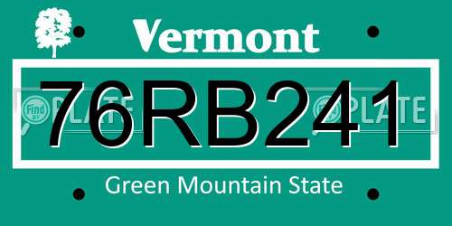 76RB241 Vermont License Plate
