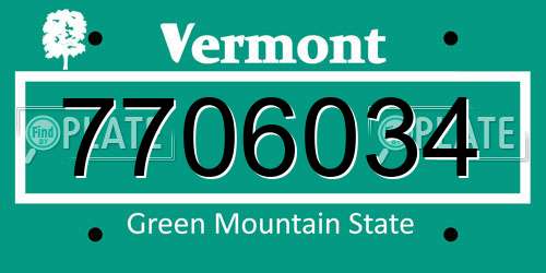 7706034 Vermont License Plate